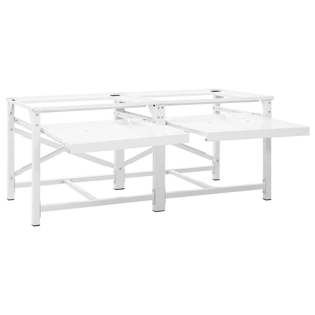 Double Washing Machine Pedestal with Pull-Out Shelves White