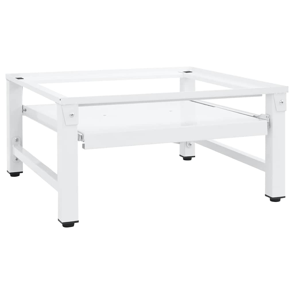 Washing Machine Pedestal with Pull-out Shelf White