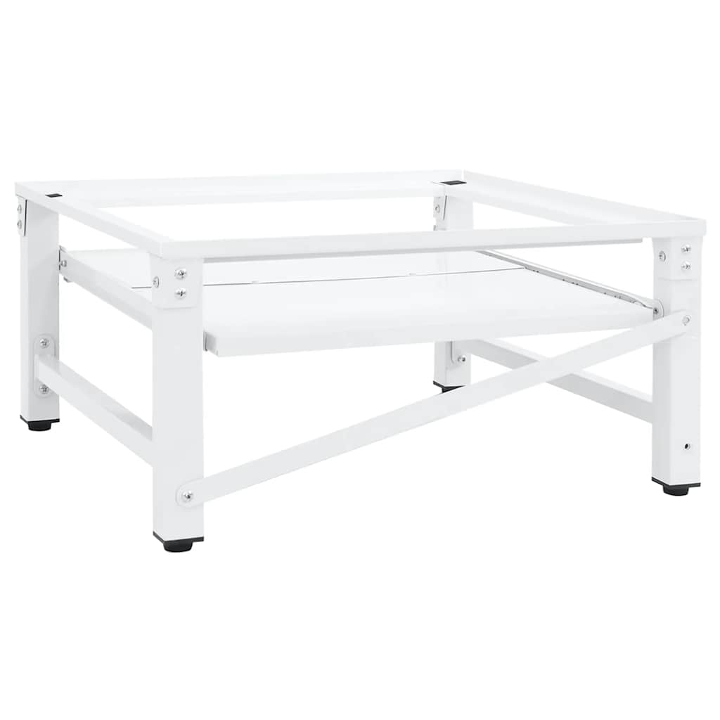 Washing Machine Pedestal with Pull-out Shelf White