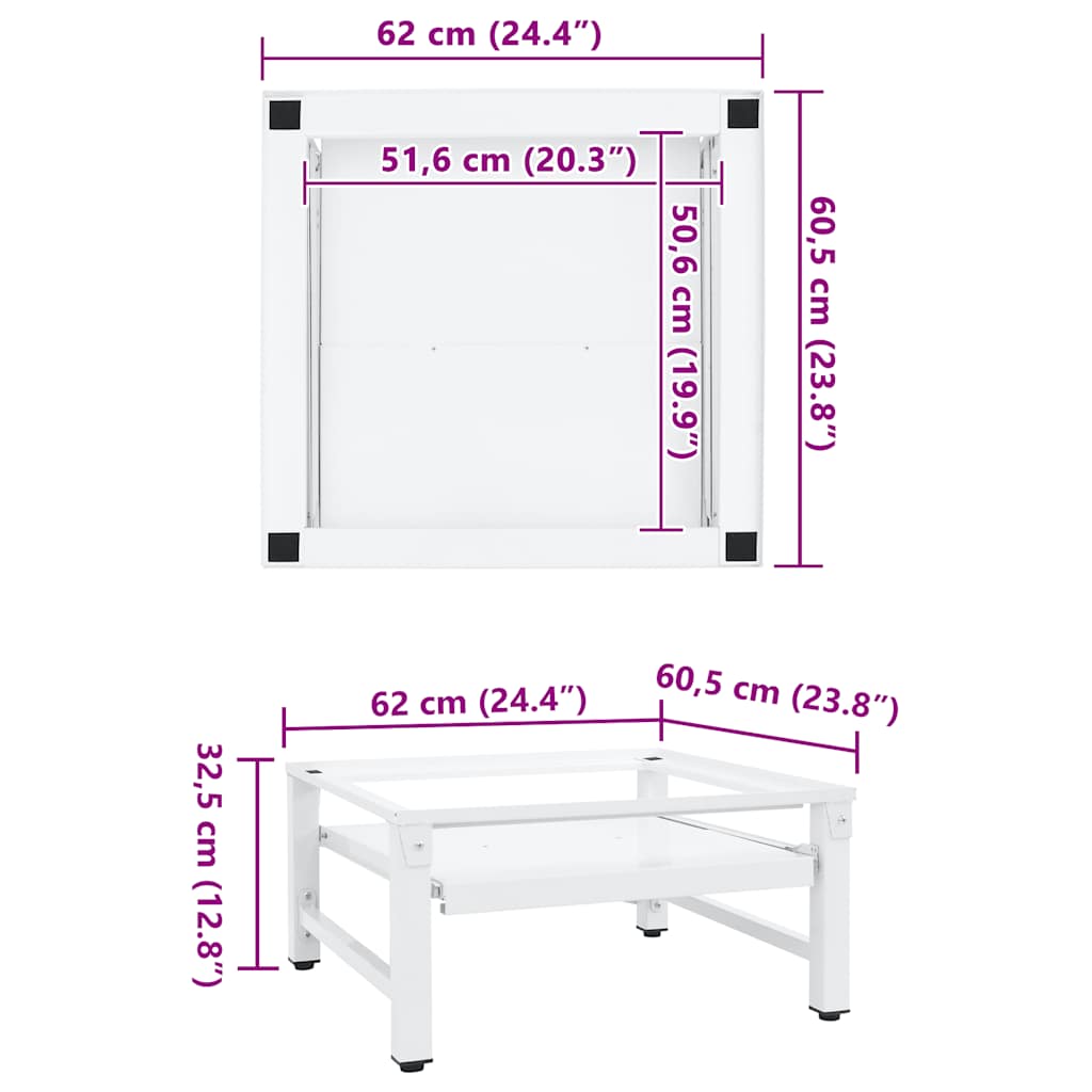 Washing Machine Pedestal with Pull-out Shelf White