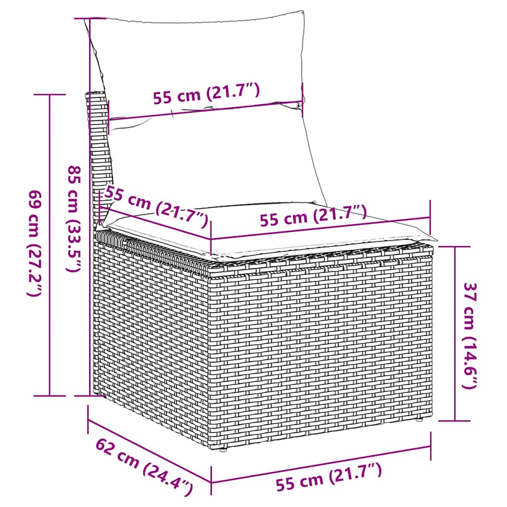2 Piece Garden Sofa Set with Cushions Grey Poly Rattan Acacia