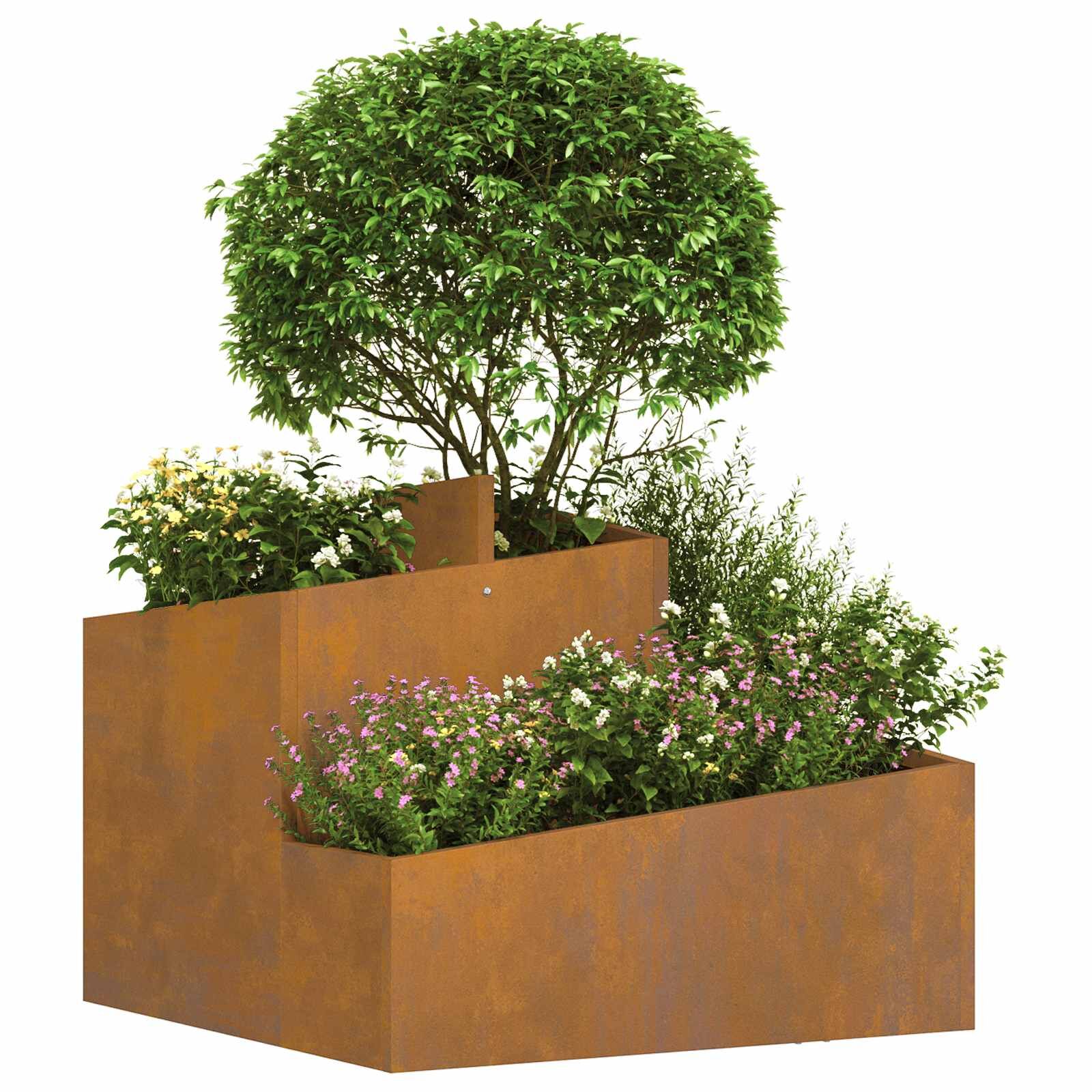 Garden Planter Raised Bed Flower Box Metal Outdoor Weathering Steel Brown