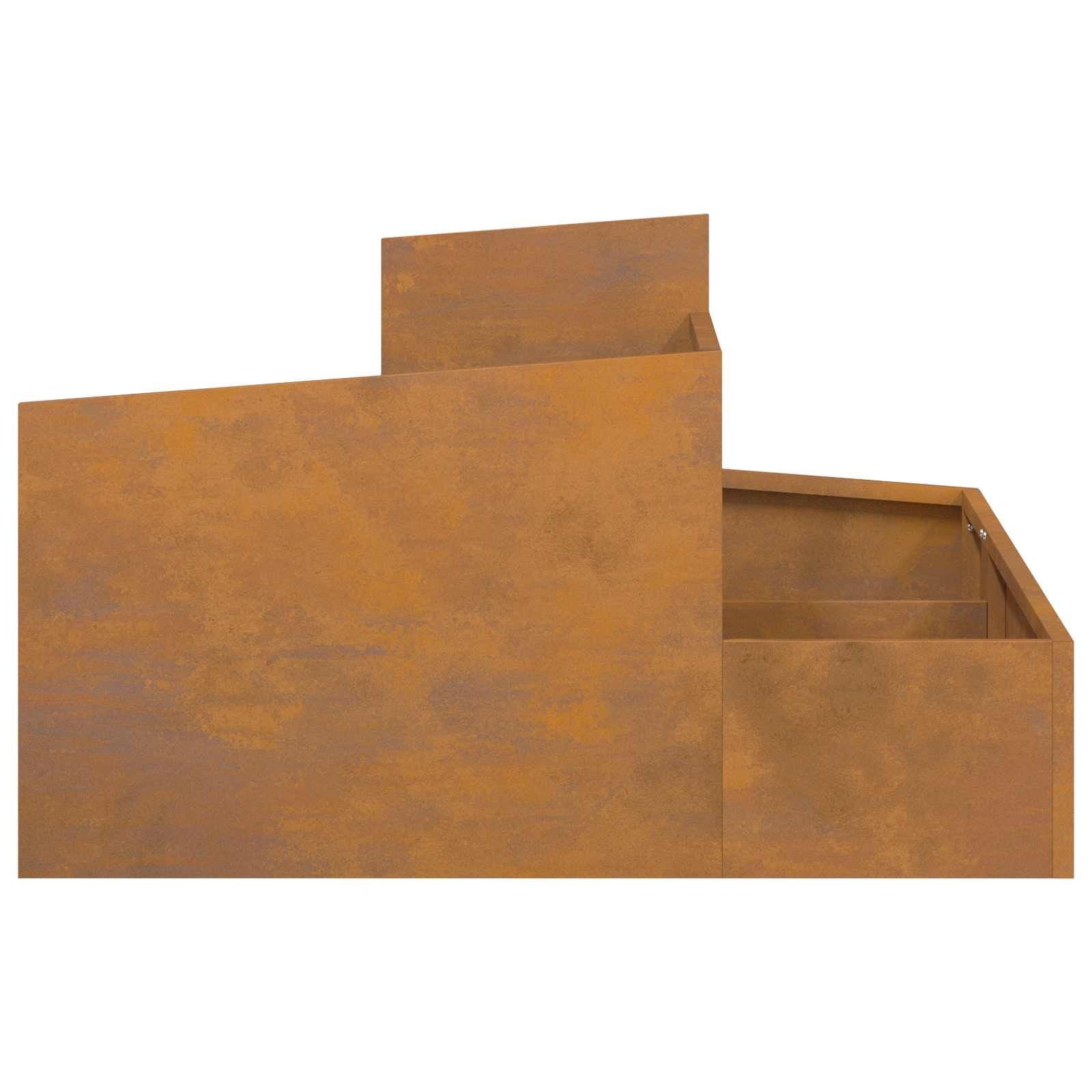 Garden Planter Raised Bed Flower Box Metal 80x80cm Weathering Steel Brown