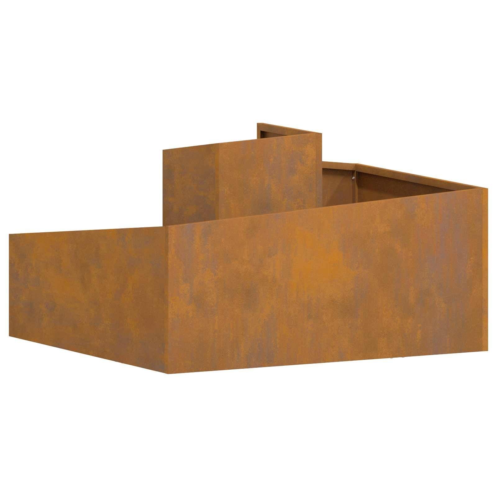 Garden Planter Raised Bed Flower Box Metal 80x80cm Weathering Steel Brown