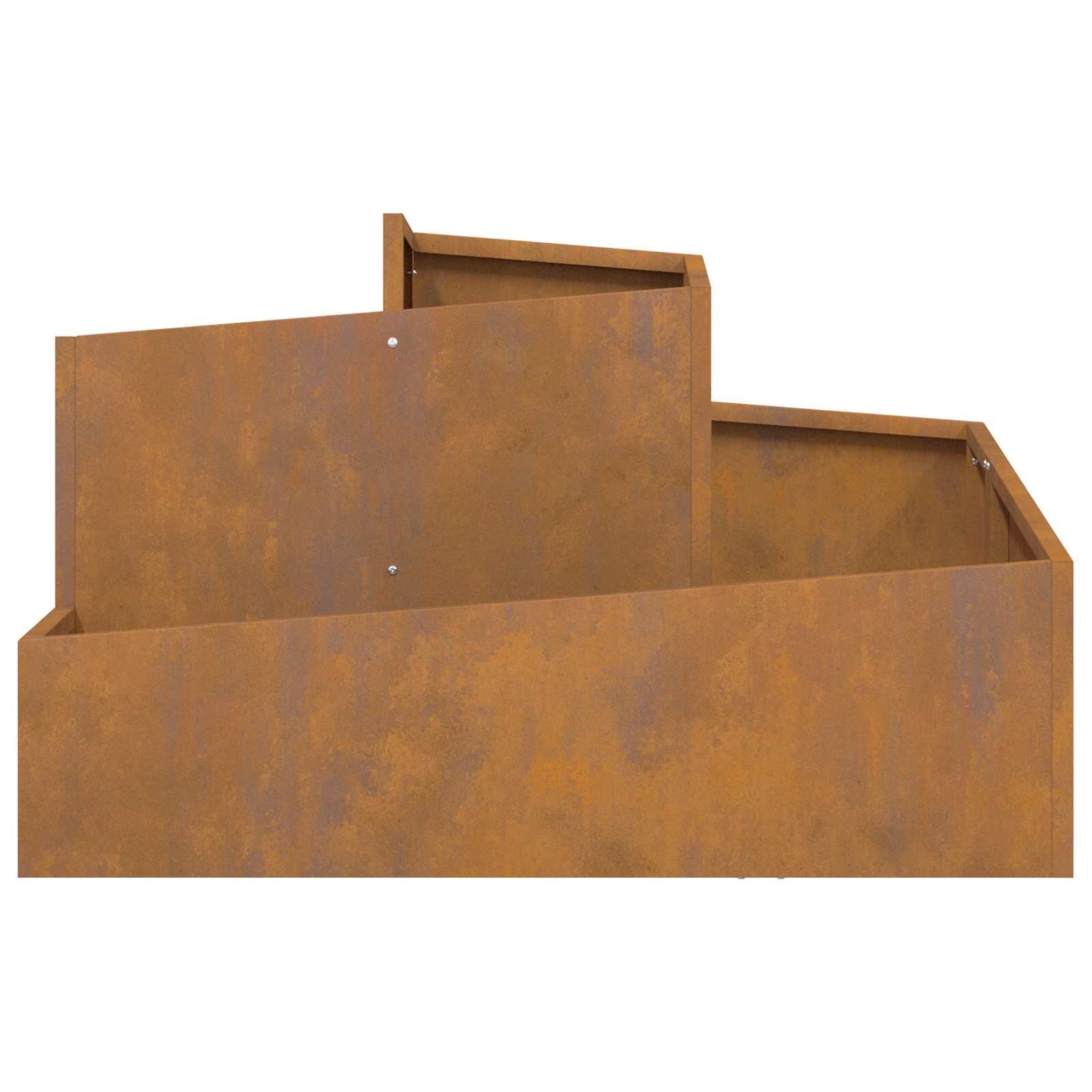 Garden Planter Raised Bed Flower Box Metal 80x80cm Weathering Steel Brown