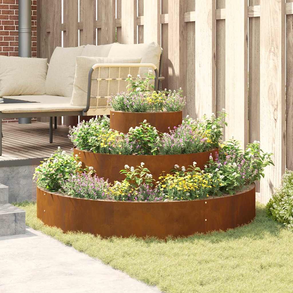 Garden Planter Round Tree Surround Metal 120x120cm Weathering Steel Brown