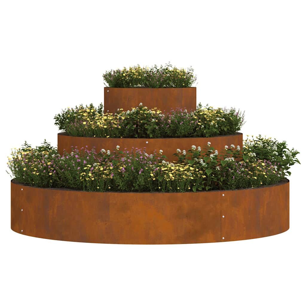 Garden Planter Round Tree Surround Metal 120x120cm Weathering Steel Brown