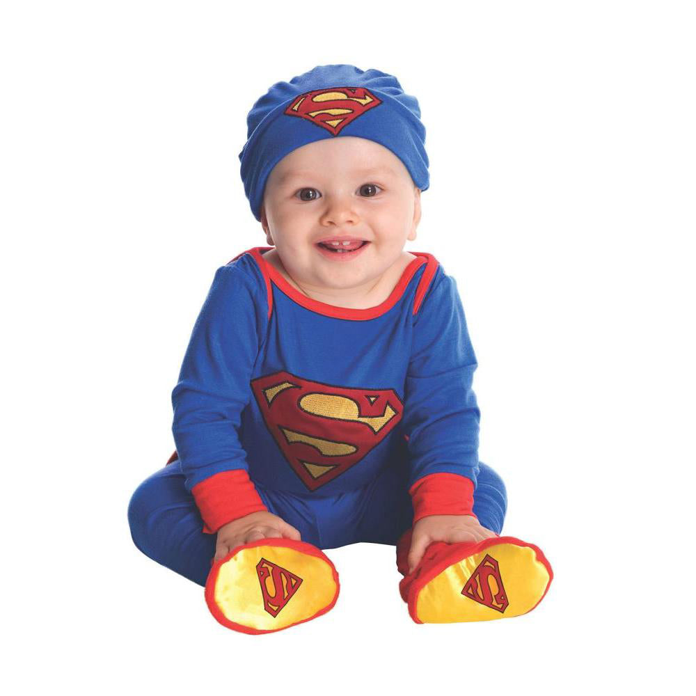 DC Comics Superman Onesie for Kids with Cape Beanie and Booties Pajama Set