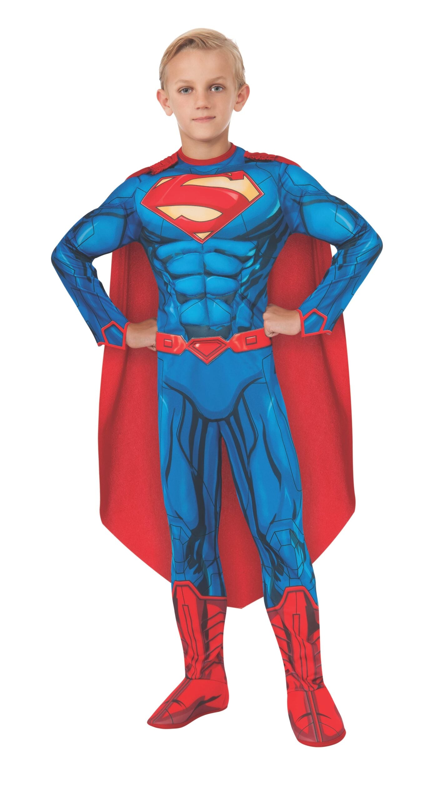 Superman Costume for Kids Deluxe Digital Print Muscle Suit with Cape