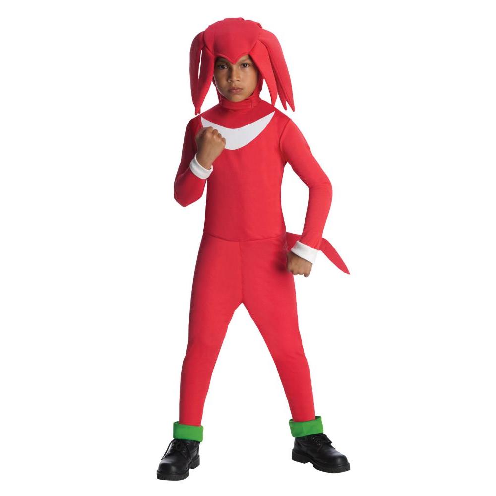 Sonic the Hedgehog Knuckles Costume for Kids – Jumpsuit with Headpiece, Red Colour