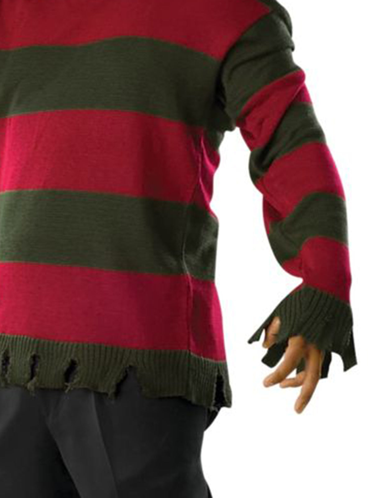 Freddy Krueger Deluxe Adult Sweater Striped Tattered Hem Halloween