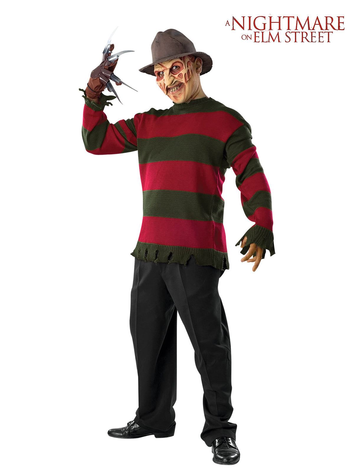 Freddy Krueger Deluxe Adult Sweater Striped Tattered Hem Halloween