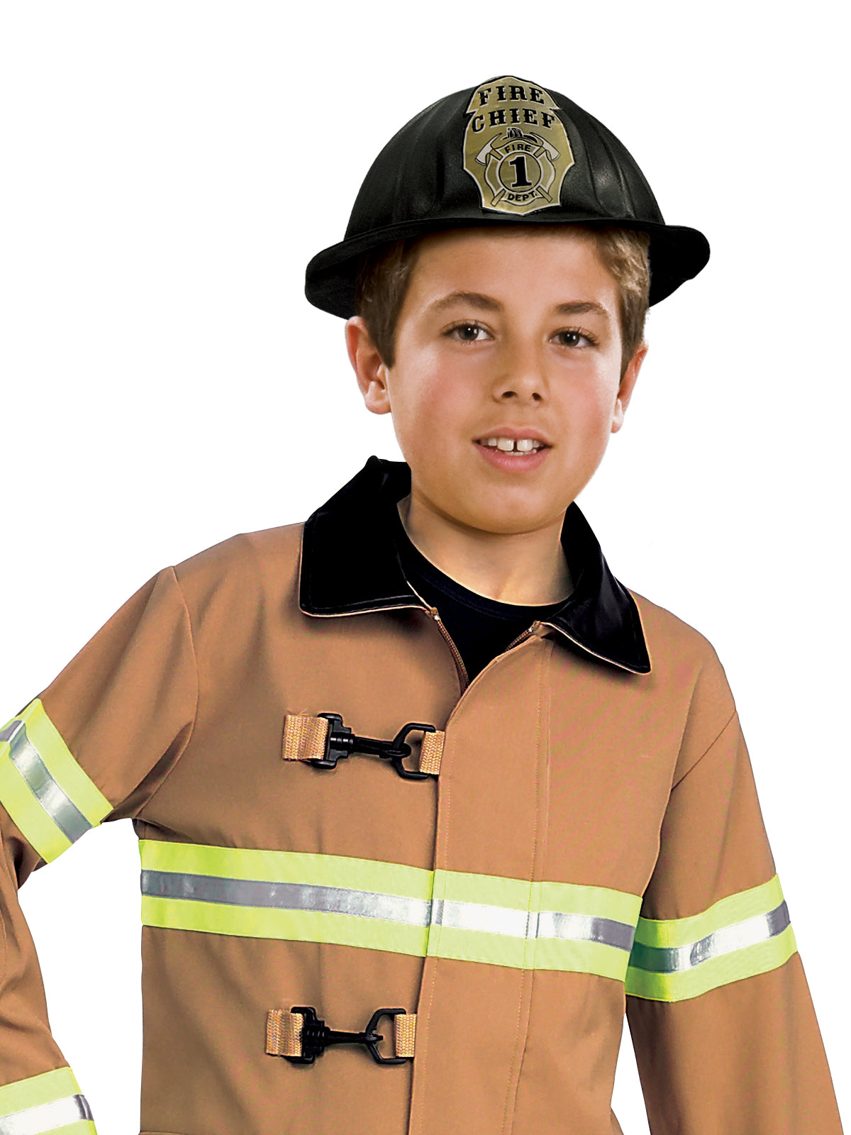 Kids Firefighter Costume Fireman Dress Up Outfit with Hat and Reflective Stripes Red Colour