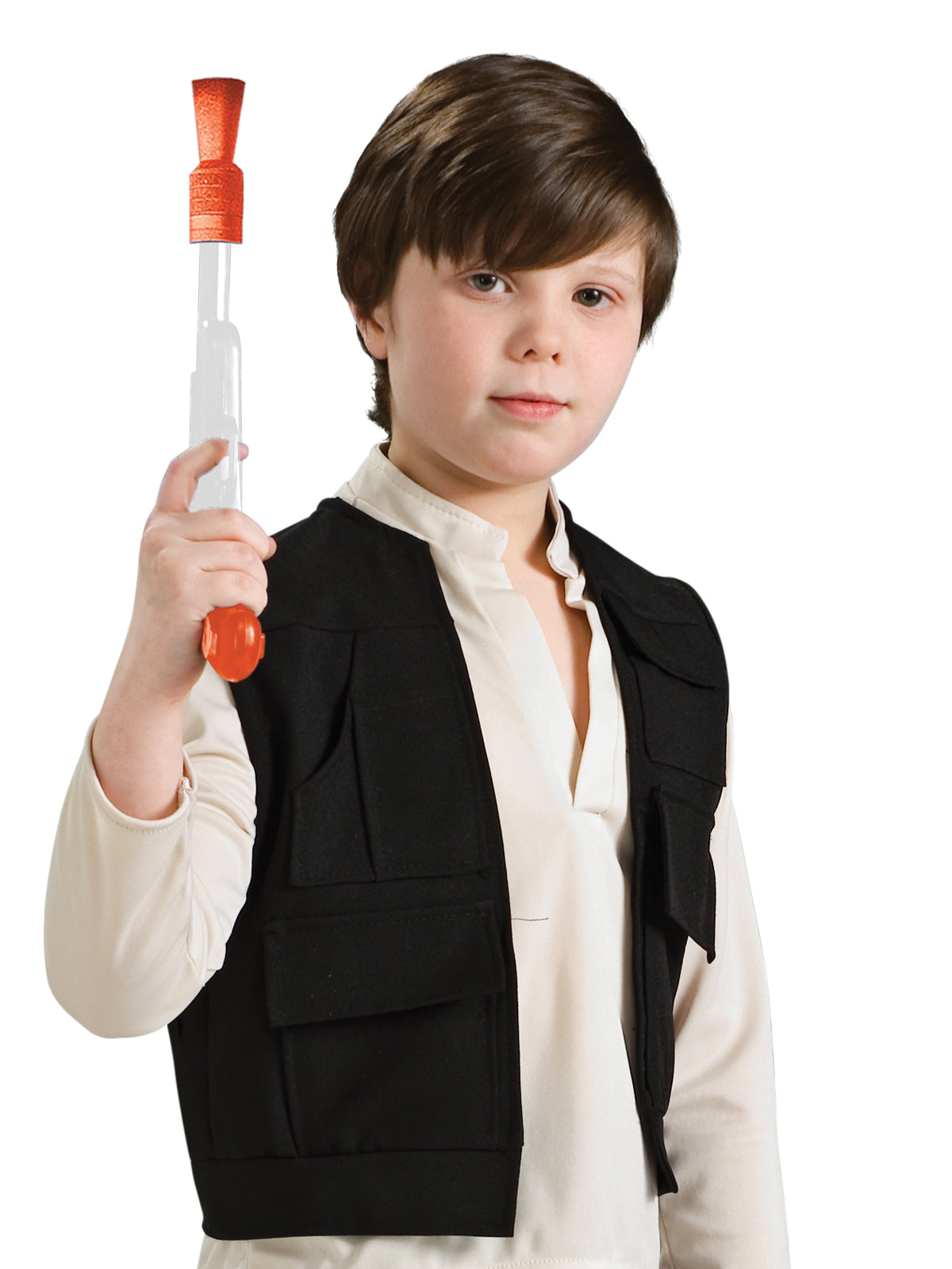 Han Solo Kids Costume with White Shirt Vest and Blue Pants with Boot Tops