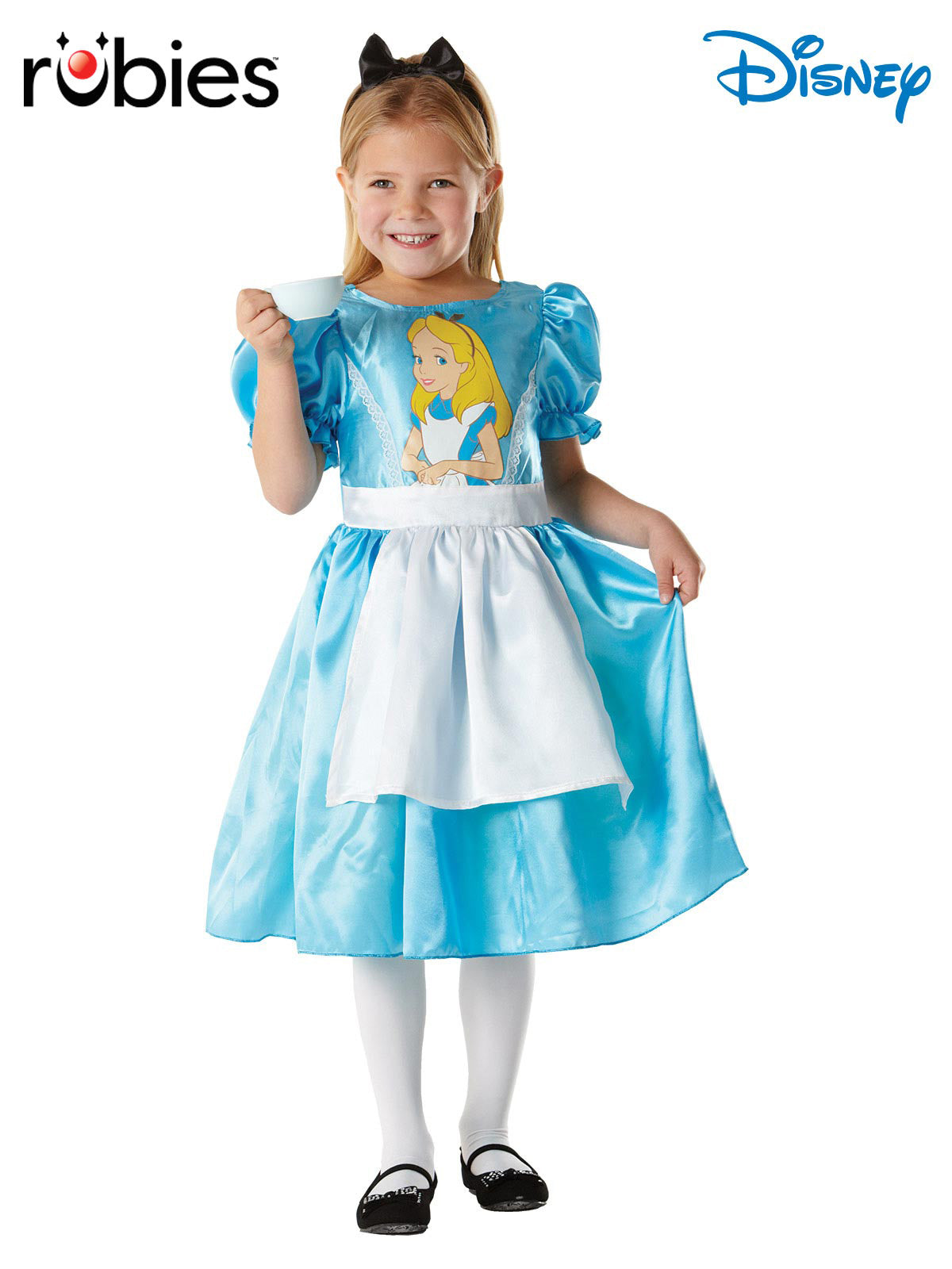 Alice In Wonderland Costume Child Disney Fancy Dress Satin Apron Blue Colour