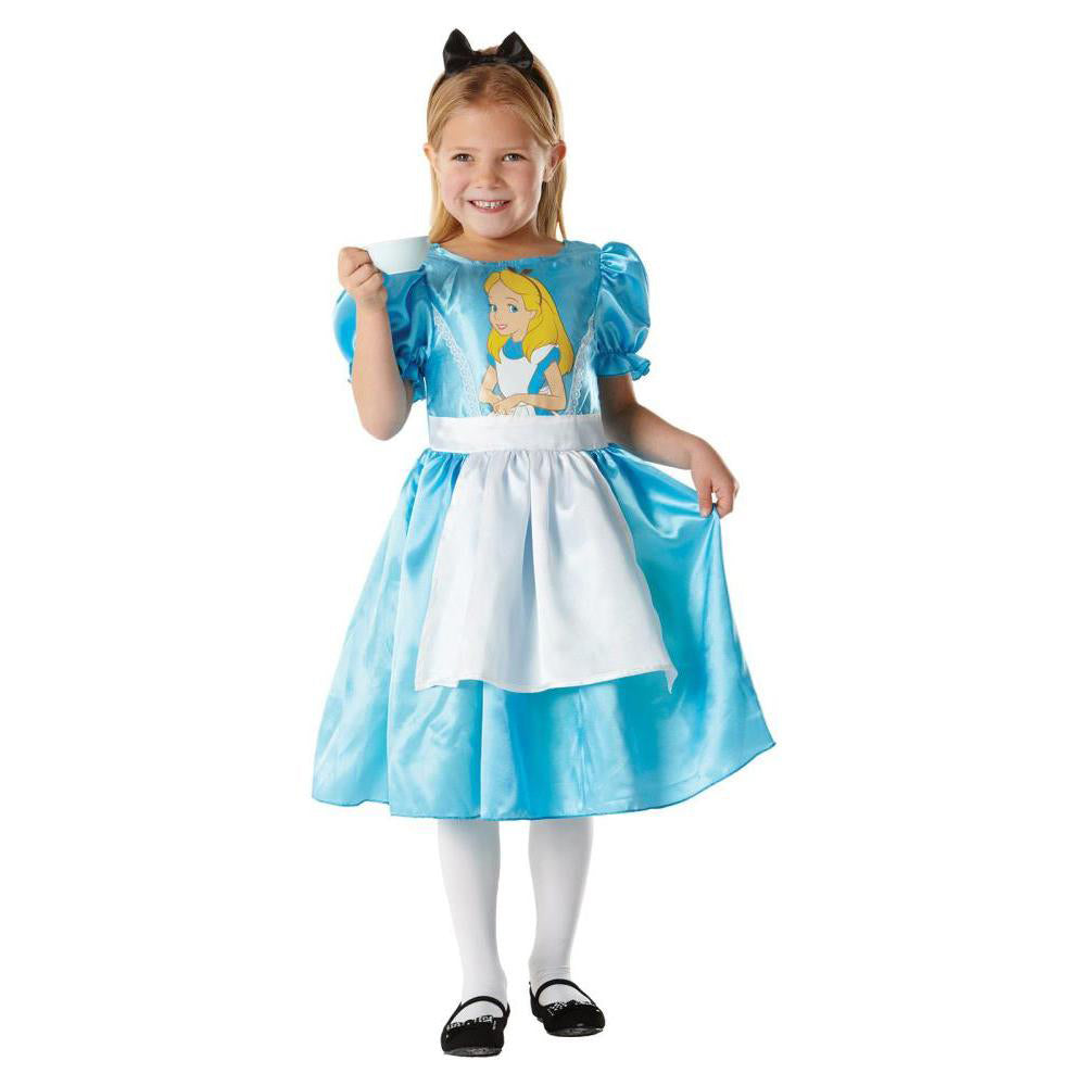 Alice In Wonderland Costume Child Disney Fancy Dress Satin Apron Blue Colour