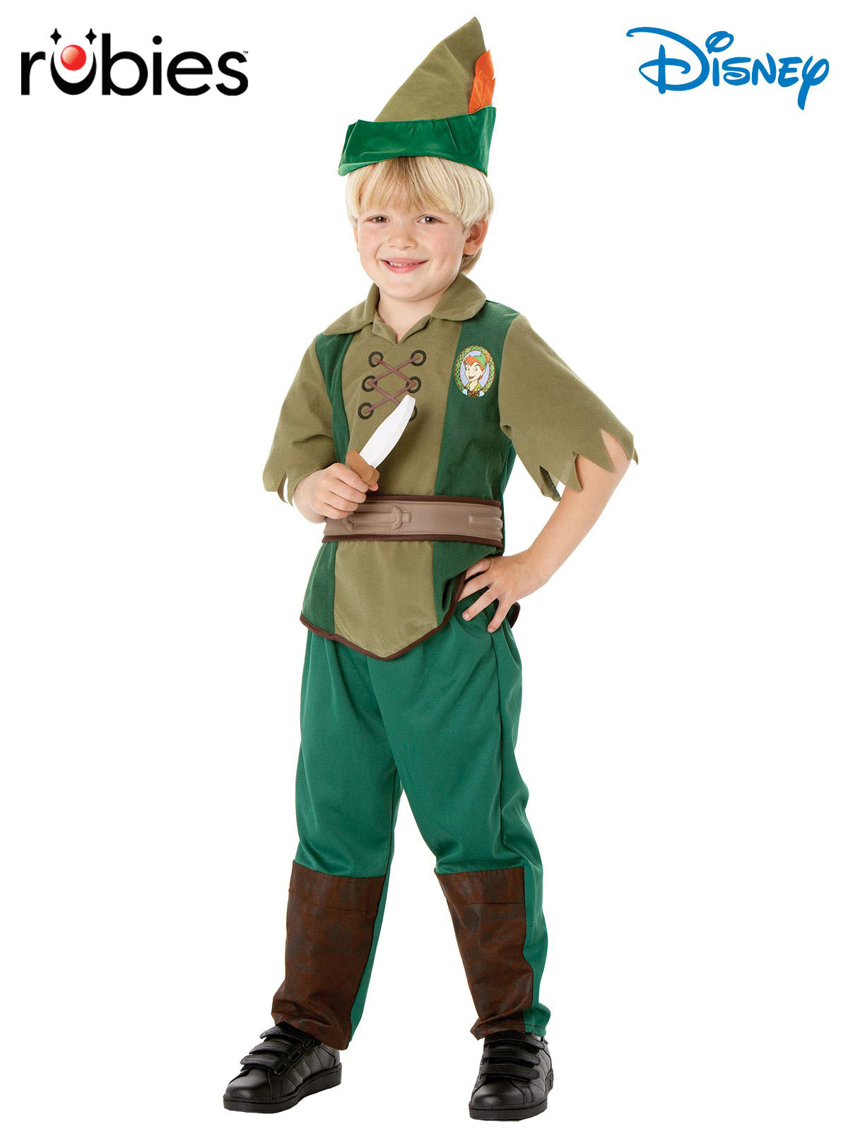 Disney Peter Pan Kids Costume – Official Licensed Outfit with Hat and Dagger, Green Colour