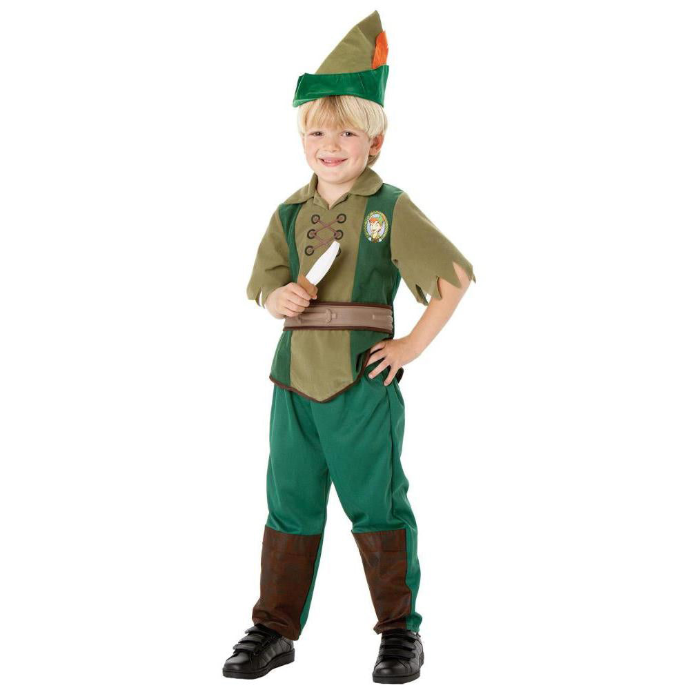Disney Peter Pan Kids Costume – Official Licensed Outfit with Hat and Dagger, Green Colour