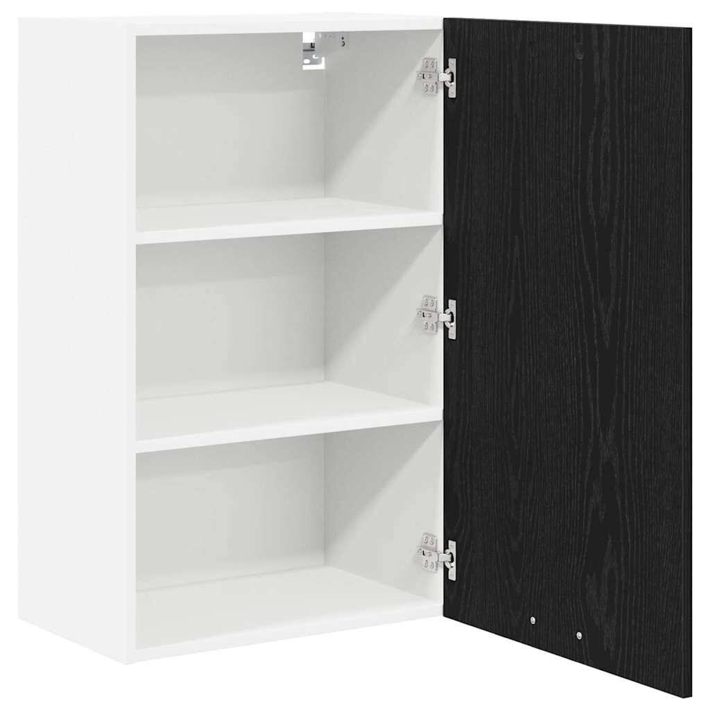 Hanging Cabinet Kitchen Wall Storage Cupboard 1 Door Engineered Black Oak White