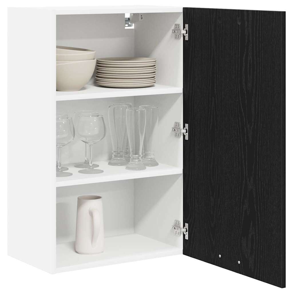 Hanging Cabinet Kitchen Wall Storage Cupboard 1 Door Engineered Black Oak White