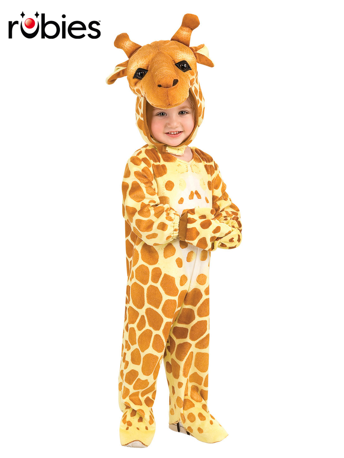 Kids Giraffe Costume Onesie – Plush Animal Outfit with Hood and Mittens Orange Colour