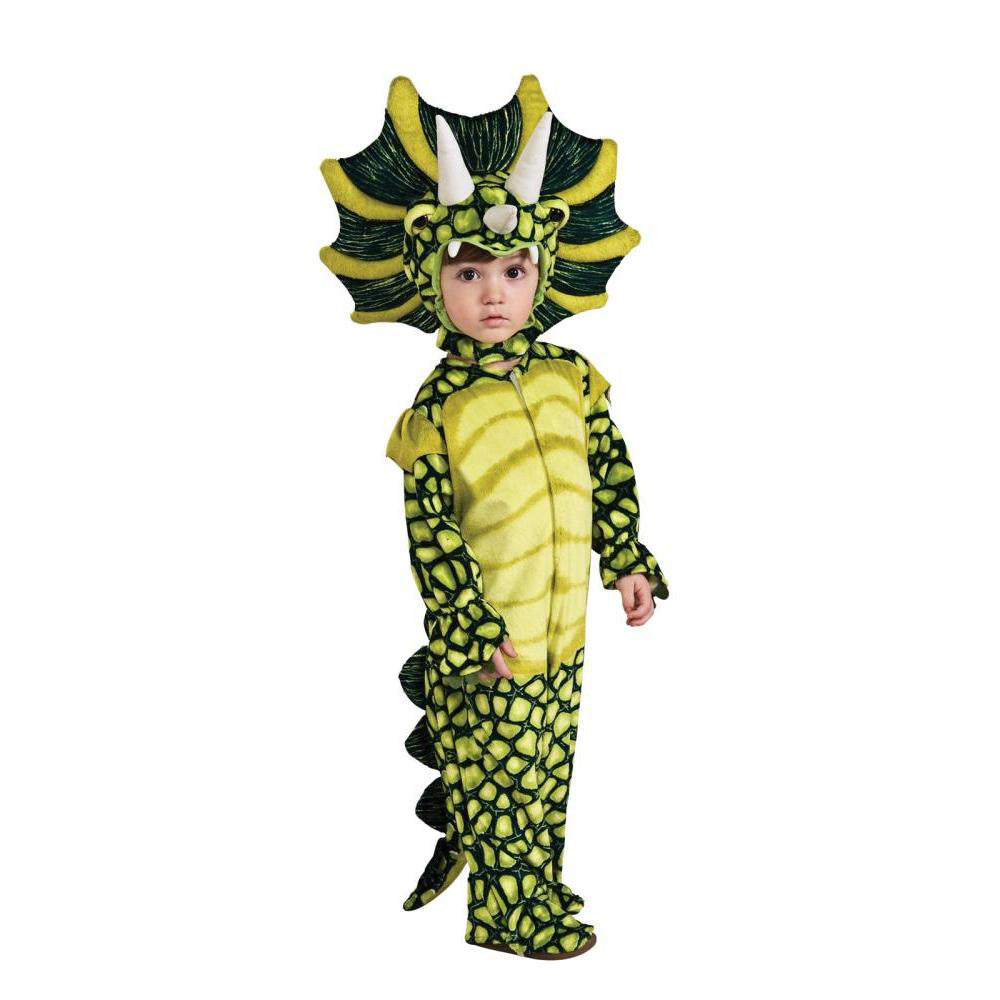 Triceratops Dinosaur Costume for Kids Plush Jumpsuit with Tail and Headpiece
