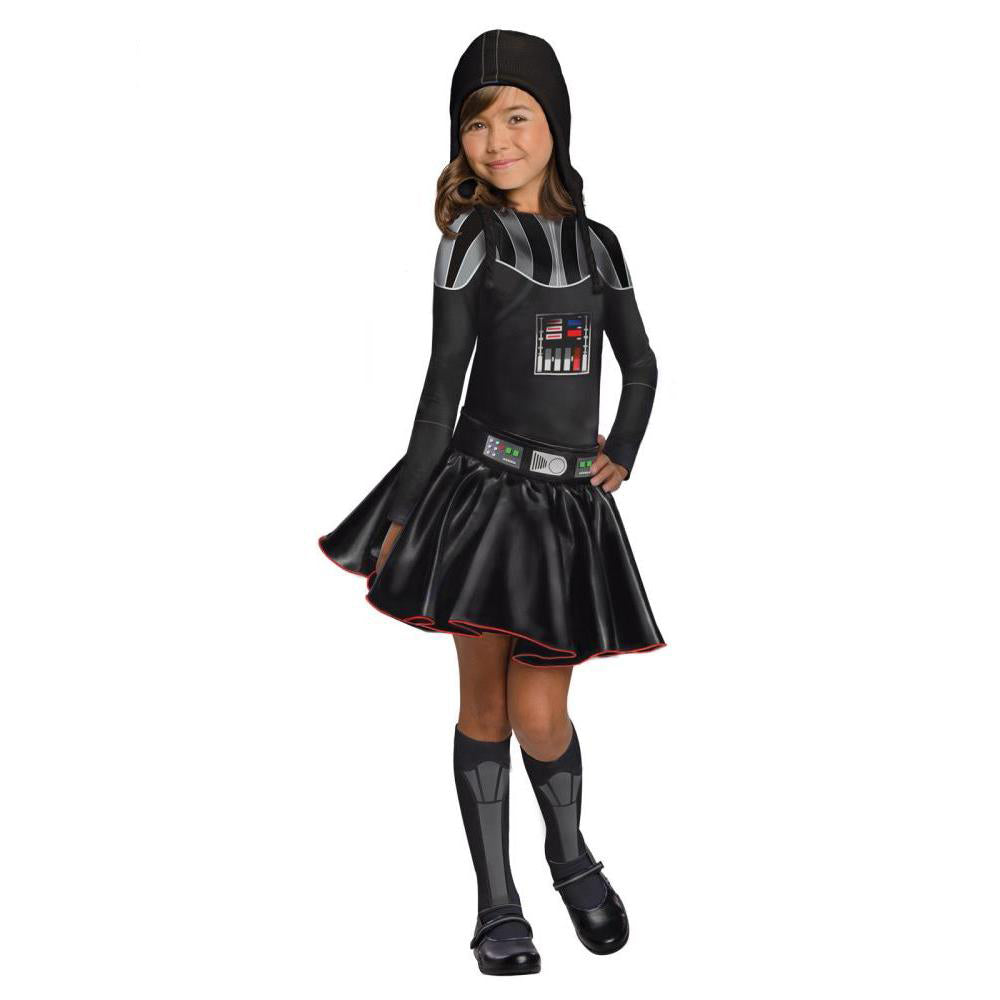 Darth Vader Dress Costume Child Official Star Wars with Belt Headpiece and Stockings