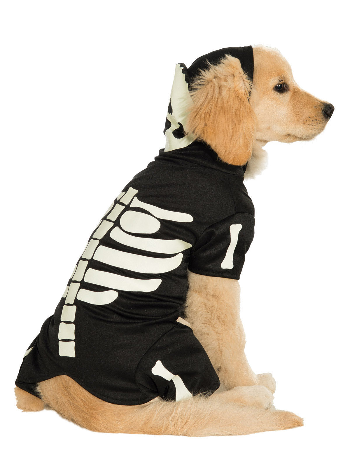 Skeleton Pet Costume Hoodie with Glow in the Dark Bones and Cape Halloween