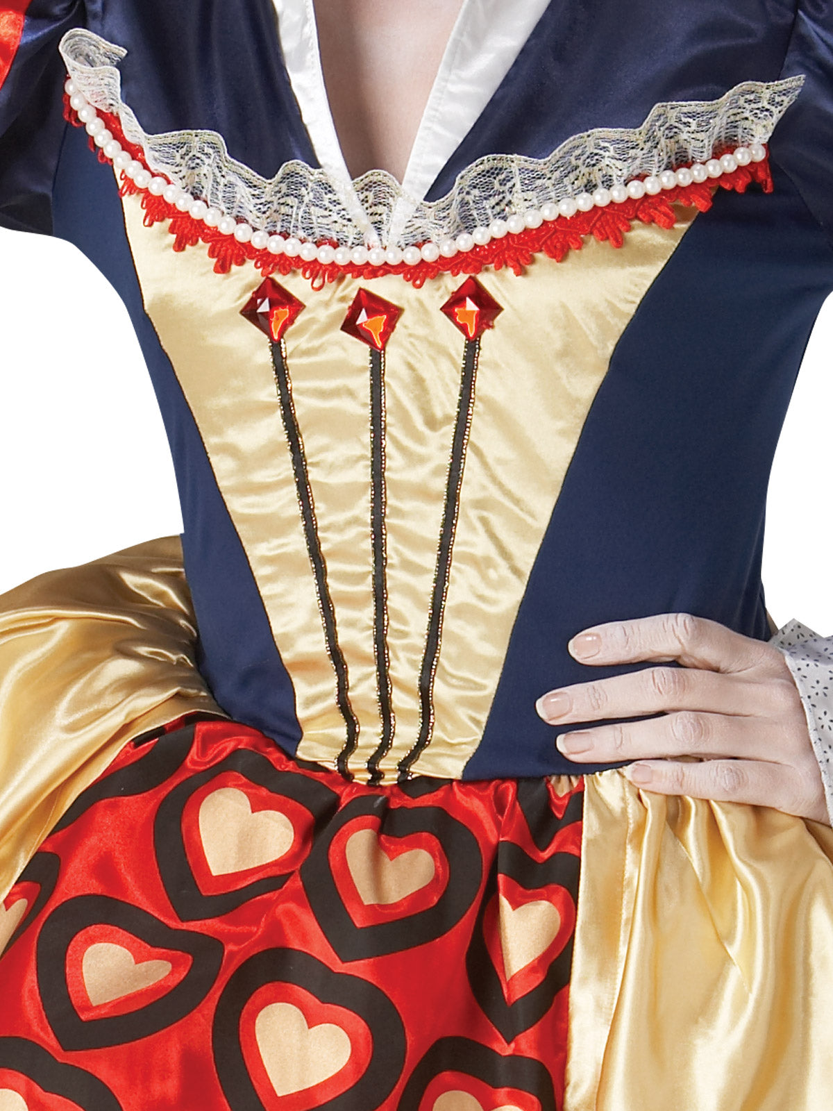 Disney Queen of Hearts Costume for Adults with Satin Dress and Tiara Headpiece - Multi Colour