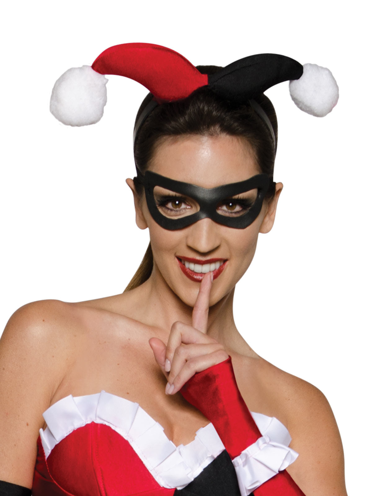 Harley Quinn Adult Dress Costume – Dress, Glovelets, Thigh Highs, Mask and Headband