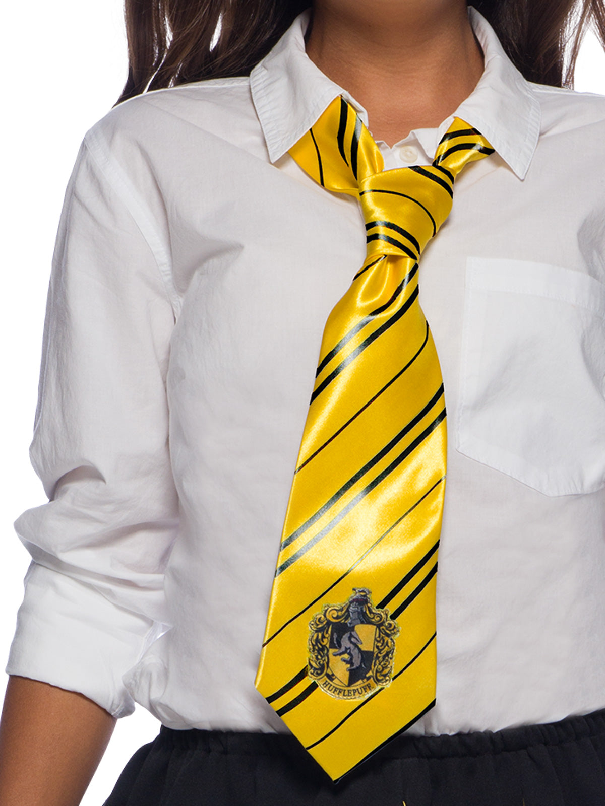 Harry Potter Hufflepuff Tie with House Colours and Emblem Print