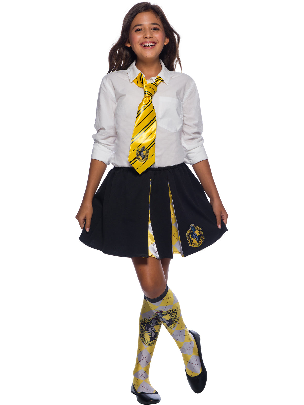 Harry Potter Hufflepuff Tie with House Colours and Emblem Print