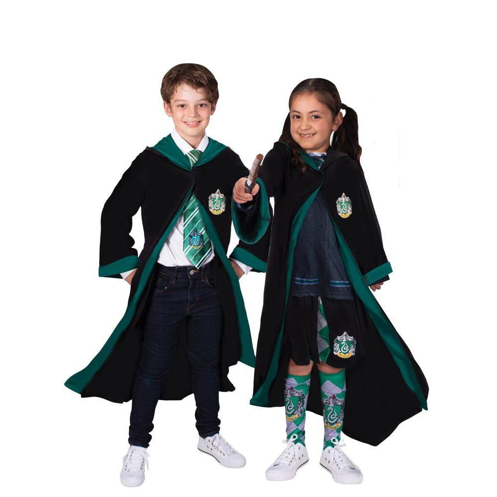 Slytherin Robe for Kids Hooded Cloak with House Crest Wizard Costume