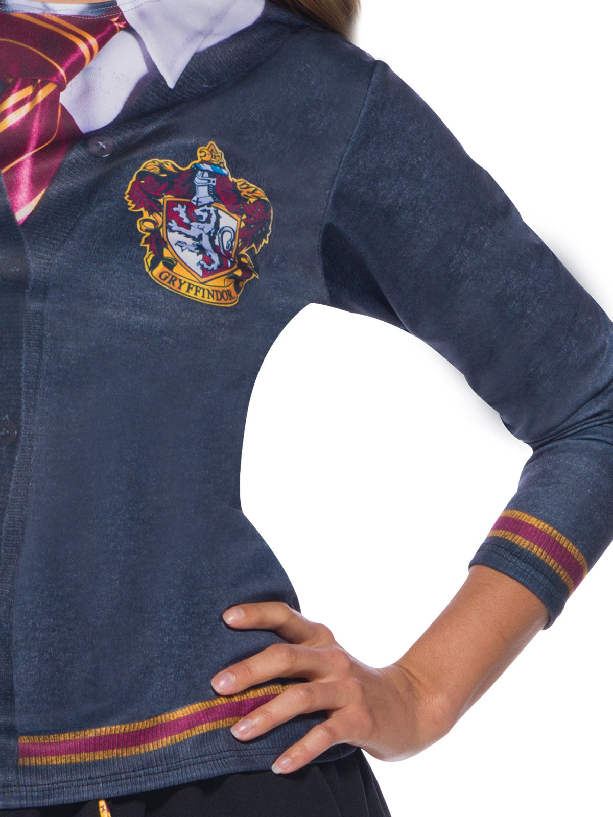 Gryffindor Teen Adult Costume Top with Printed Cardigan Shirt Tie and House Emblem