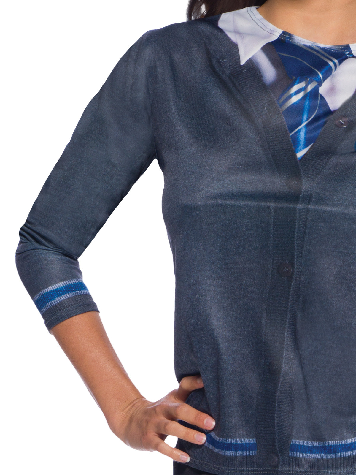 Harry Potter Ravenclaw Kids Costume Top with Printed Cardigan and House Emblem - Blue Colour