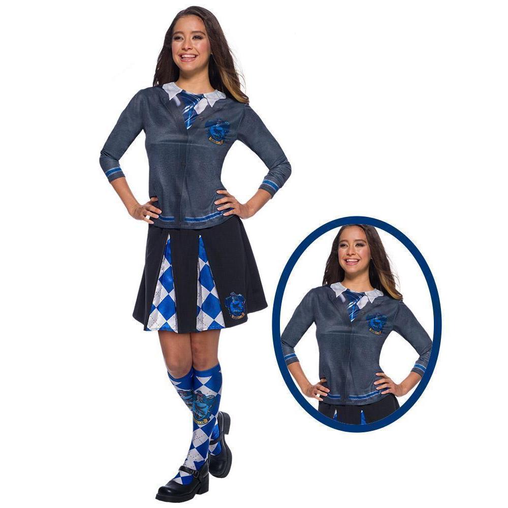 Harry Potter Ravenclaw Kids Costume Top with Printed Cardigan and House Emblem - Blue Colour