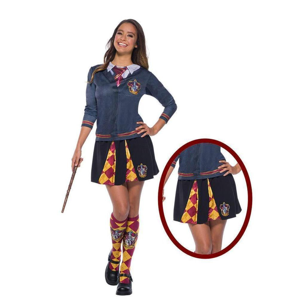Gryffindor Skirt for Teen Adult with House Colours and Emblem Elastic Waist