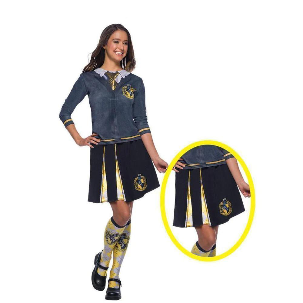 Harry Potter Hufflepuff Skirt with Yellow Black Panels and Badge