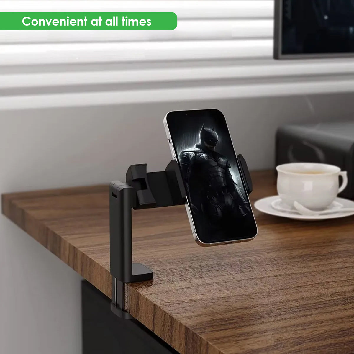 Urbanoki Airplane Phone Holder Mount 360° Rotation Stand for Travel Desk Black