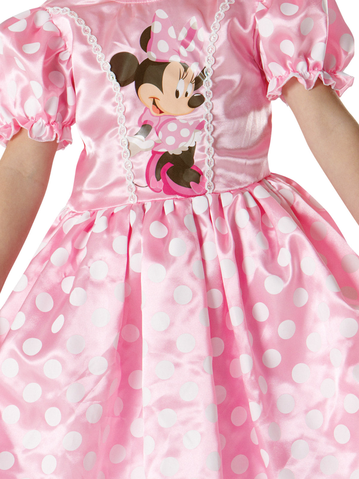 Minnie Mouse Satin Dress Costume with Puffy Sleeves and Tulle Underskirt