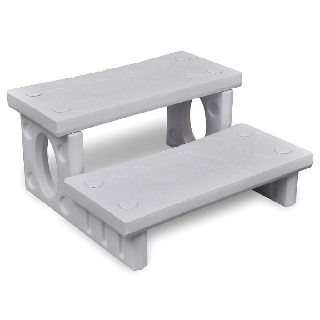 White Spa Steps 70x65x34cm Plastic Non Slip Hot Tub Reversible Tread Stairs