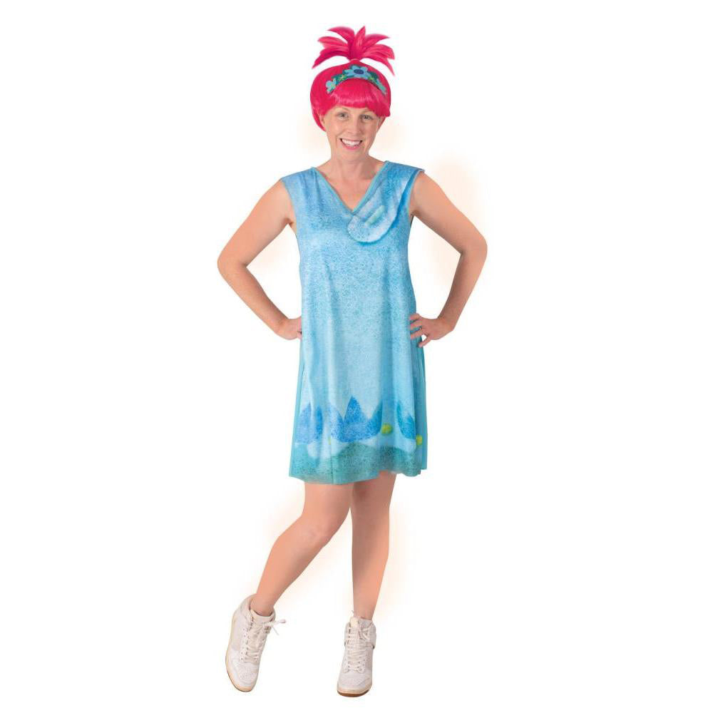 Trolls Poppy Fun Movie Character Costume with Pink Wig and Dress