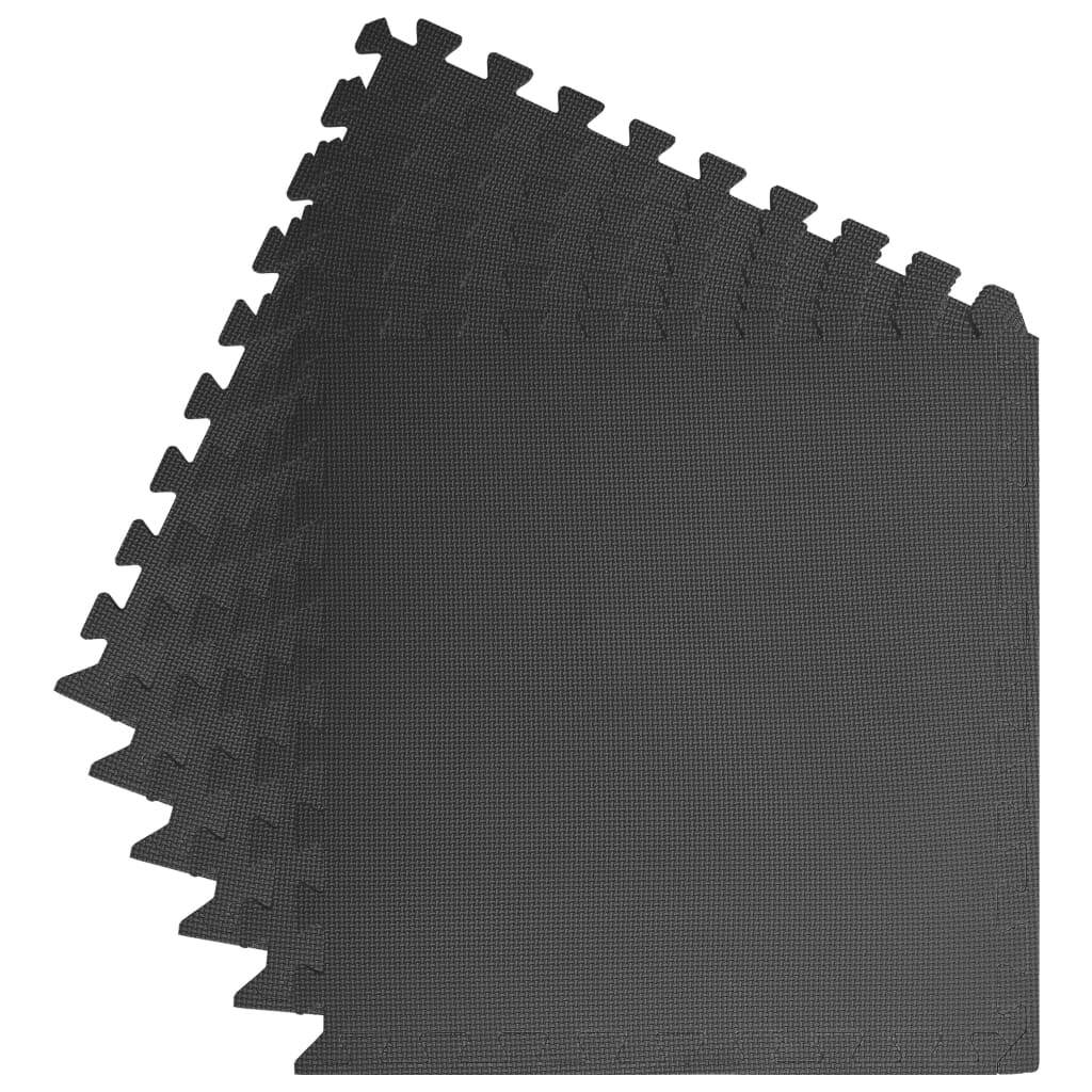 Floor Mats 6pcs EVA Foam Puzzle Exercise Gym Interlocking Black 60x60cm