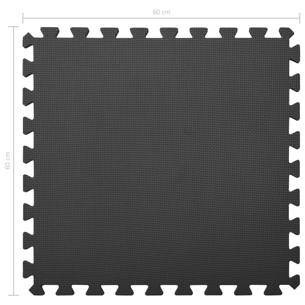 Floor Mats 6pcs EVA Foam Puzzle Exercise Gym Interlocking Black 60x60cm