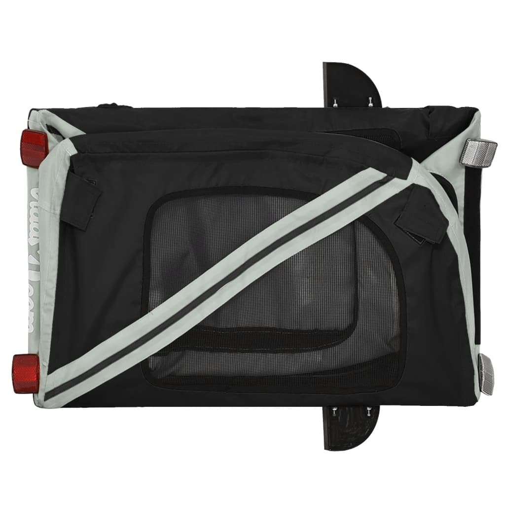 Pet Bike Trailer Black Grey Oxford Fabric Iron Dog Bicycle Cart 45kg Foldable