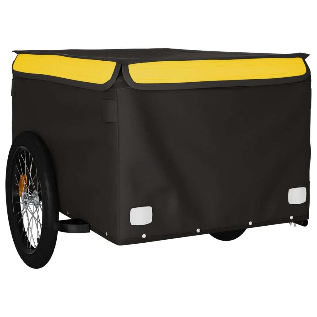Bike Trailer Cargo Cart Black Yellow Iron 45kg Bicycle Hauler Foldable Tow