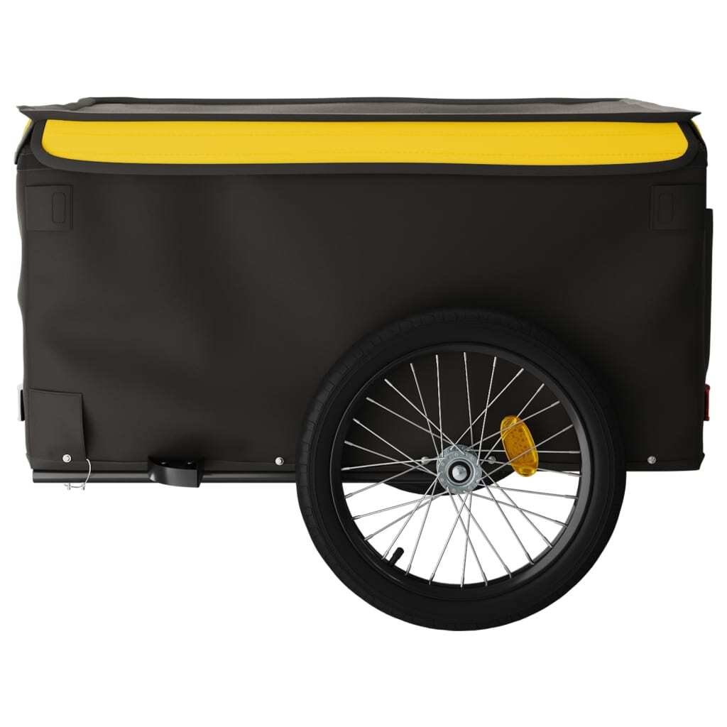 Bike Trailer Cargo Cart Black Yellow Iron 45kg Bicycle Hauler Foldable Tow