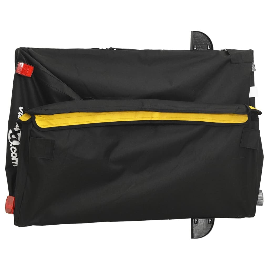 Bike Trailer Cargo Cart Black Yellow Iron 45kg Bicycle Hauler Foldable Tow