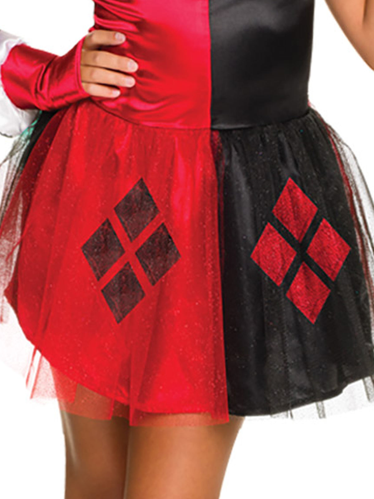 Harley Quinn Kids Costume Dress with Tutu &amp; Headband Official DC Comics – Red Colour
