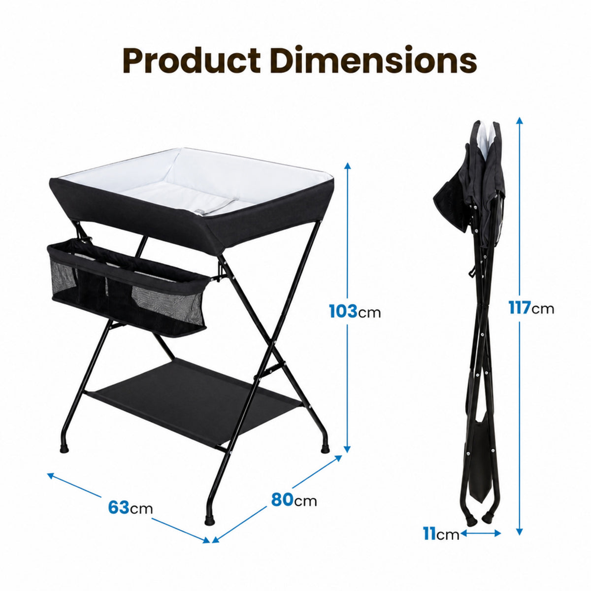 Portable Foldable Baby Change Table with Storage Basket and Shelf Nursery